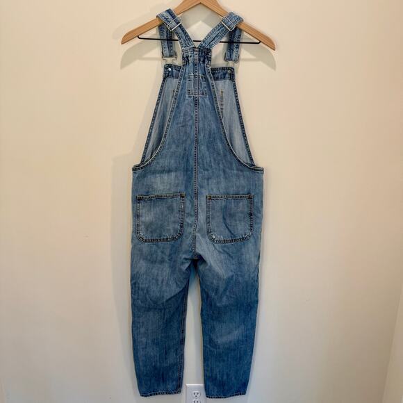 GAP Distressed Patchwork Denim Overalls Women’s Small Gap For Good - Picture 11 of 13